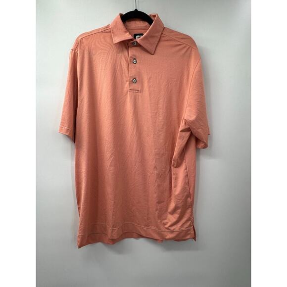FootJoy Men's Orange Striped Golf Polo Size M Performance Shirt Golf & Casual - Picture 1 of 6